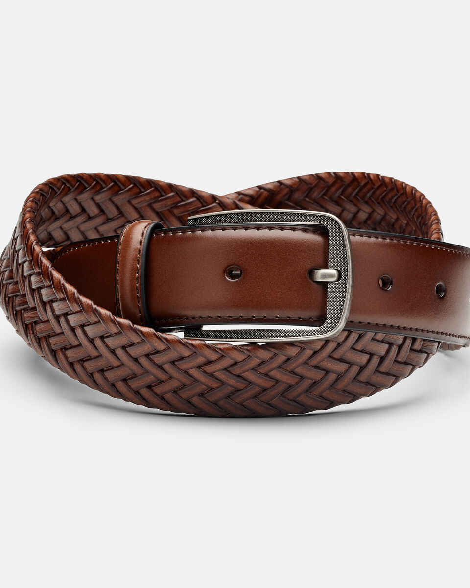 Darron Woven Leather Belt, Tan, hi-res